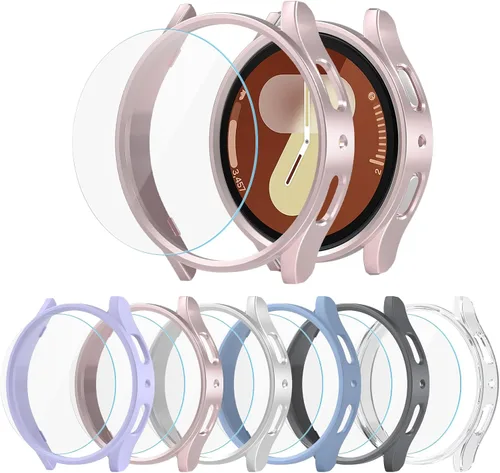 Miniatura 12 de [2+4] Paquete para Samsung Galaxy Watch FE/Galaxy Watch 5/Galaxy Watch 4 de 1.575 pulgadas, carcasa protectora de policarbonato duro + película