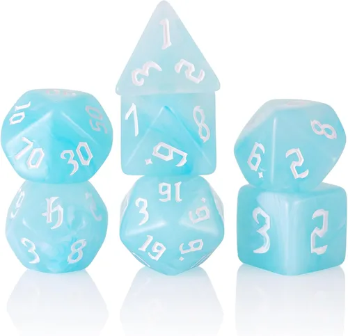Miniatura 13 de DND - Dados transparentes rosas con purpurina que cambia de color para juego de mesa de Calabozos y Dragones, D&D, MTG, juego de dados Pathfinder