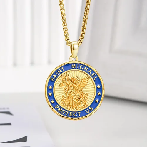Miniatura 186 de Collar con colgante de plata de ley 925 con medalla de San Patrón, joyería religiosa para hombres y mujeres, con cadena de acero inoxidable 316L