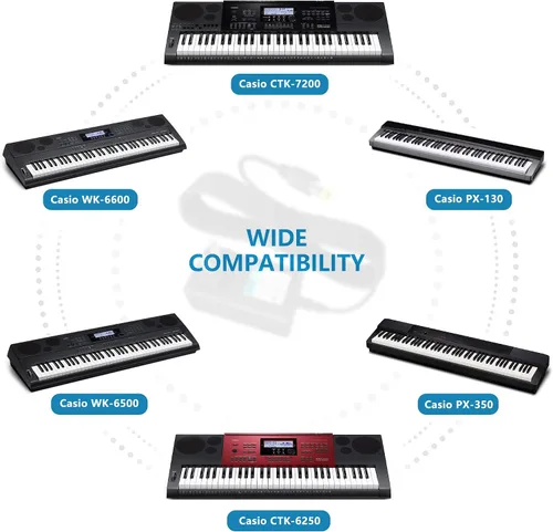 Miniatura 5 de Adaptador de repuesto de CA a CC de 12 V compatible con teclado de piano Casio AD-A12150LW / AD-A1215LW PX-130 PX-350 PX-160 PX-150 CDP-120 CTK-6000