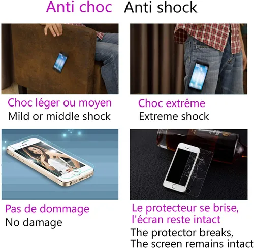 Miniatura 8 de Protector de pantalla anti azul para iPhone 5/5s/5c, 2.5D Edge 9H Película protectora de vidrio templado para iPhone SE (2016)-4