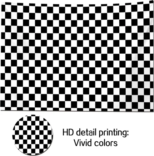 Miniatura 3 de HQM Cuadrícula de textura de cuadros de carreras en blanco y negro para tablero de ajedrez de cumpleaños, fondo de fotografía para niños