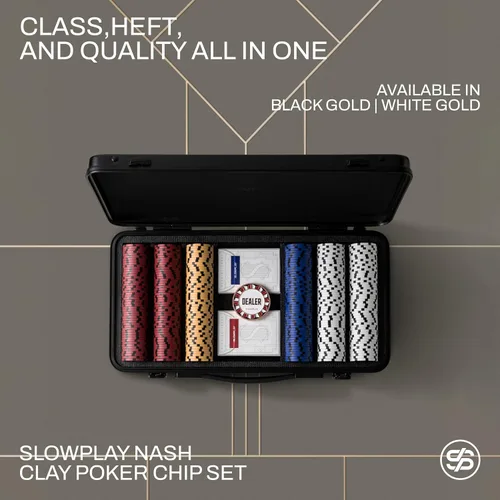 Miniatura 2 de SLOWPLAY Juego de fichas de póker de 14g de arcilla para Texas Hold'em, 500 piezas, con valores numerados, estilo Art Deco, y estuche de transporte