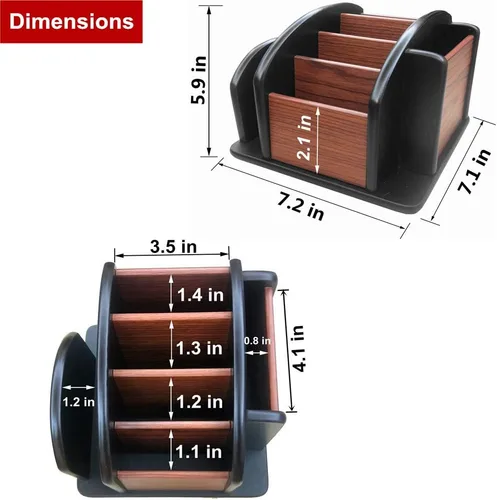 Miniatura 7 de Carrito giratorio de control remoto, soporte de pluma de madera para escritorio, suministros de oficina, almacenamiento de papelería, organizador