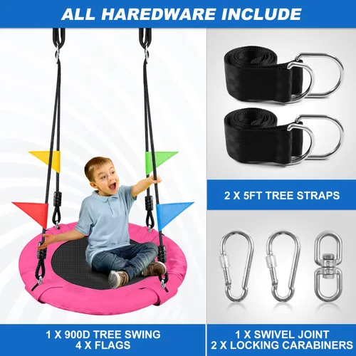 Miniatura 7 de Odoland Columpio de Árbol para Niños de 24" - Columpios Pequeños Tipo Platillo para Exteriores con Tela Oxford 900D, Equipo de Juego para el Patio