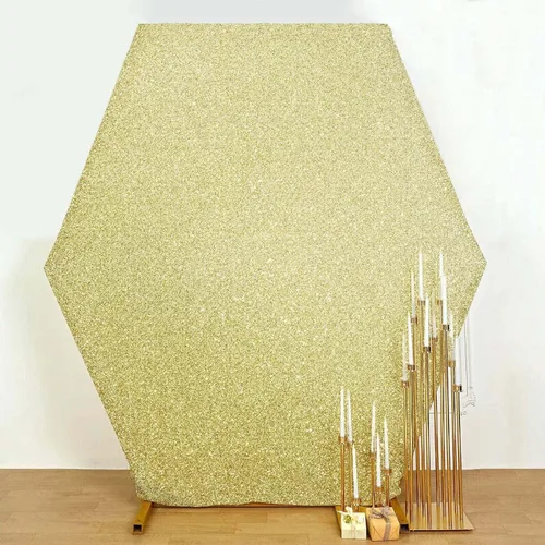 Efavormart - Cubierta de fondo hexagonal de elastano de 2 lados color champán de 8 x 7 pies