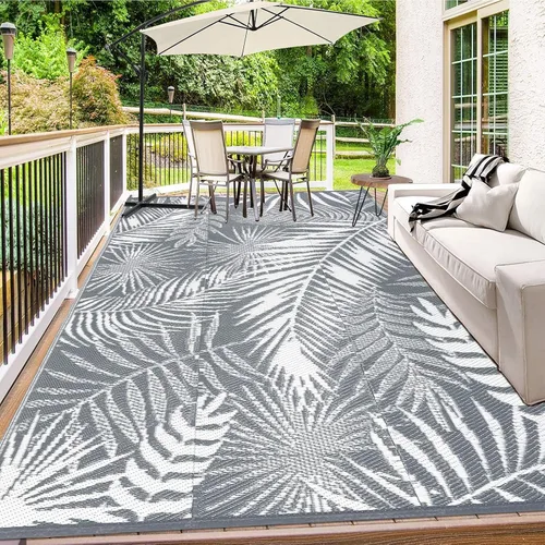 Miniatura 12 de Alfombras para Exteriores 9'x12' para Patios, Alfombra de Paja de Plástico Reversible para Exteriores en Claro, Alfombra de Exterior Grande para RV