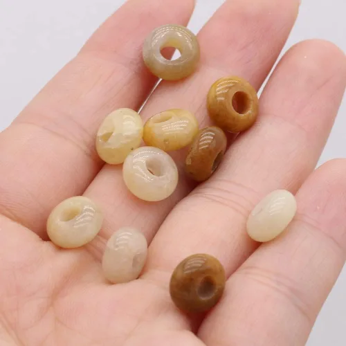 Miniatura 6 de 50 cuentas sueltas de piedra semipreciosa natural con agujero grande, forma de ábaco, ópalo de moda, amatista, unakita, cuarzo rosa, cuentas
