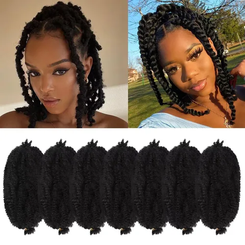 Miniatura 47 de Marley Twist - Cabello trenzado de 16 pulgadas, cabello afro trenzado elástico, paquete de 7 paquetes, cabello rizado rizado ombré, marrón Marrón