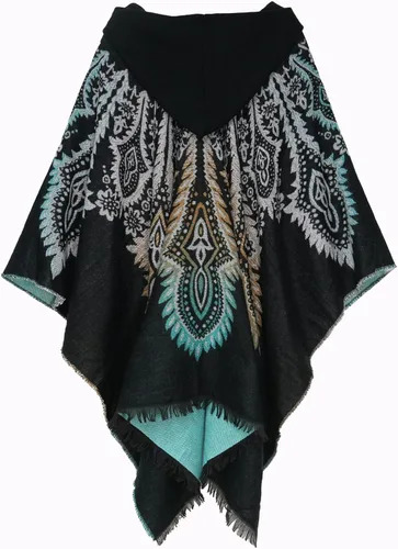 Miniatura 4 de Uyuni Poncho con volantes estilo chal bohemio para mujer, holgado, vintage