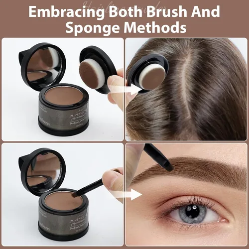 Miniatura 2 de Paquete de 2 polvos de línea capilar para mujeres y hombres, se utiliza para retoques de raíces, color de cabello, adelgazamiento y cobertura