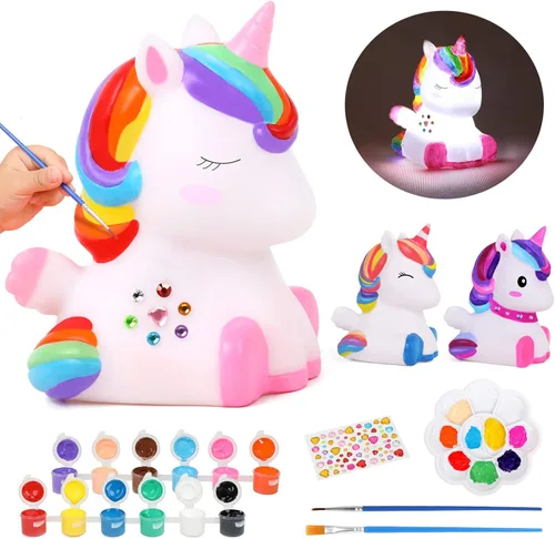 dededa Kit de arte de luz nocturna de unicornio para pintar tu propio unicornio, artes y manualidades para niños de 4 a 8 años, regalos de