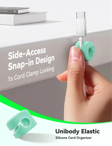 Miniatura 3 de Paquete de 8 clips organizadores de cables JOYROOM [1s bloqueo a presión lateral] Soporte de cable de silicona para gestión de cables, clips