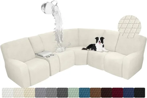 Miniatura 12 de ALIECOM Funda para Consola Central de Sillón Reclinable, Funda Elástica para Sofá Seccional Reclinable en Forma de L, Funda de Esquinas para Sofá