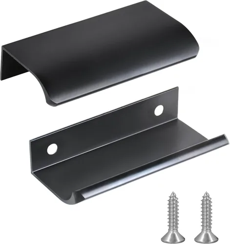 JOOJA Juego de 10 tiradores con borde de dedo de estilo moderno para muebles y cajones, tiradores ocultos para gabinetes y cocina, perillas, negro