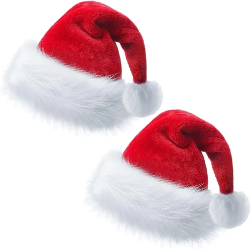 Miniatura 14 de Christmas Hat, Santa Hat for Adults/Kids/Baby Red Velvet Double Extra Thicken Unisex Xmas Hats for New Year Holiday Party