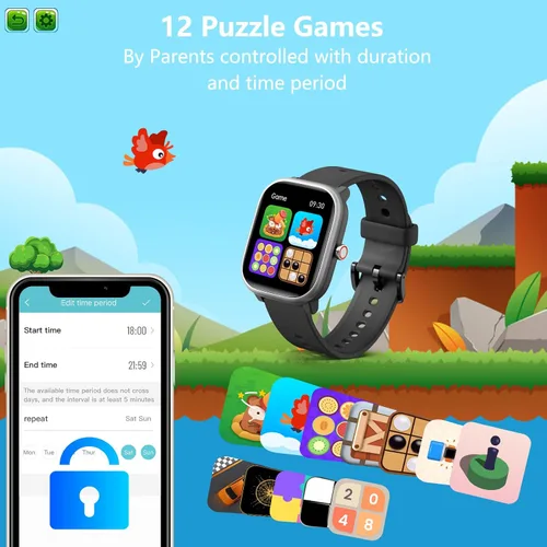 Miniatura 4 de Reloj para Niños para Niñas y Niños de 6-15 Años - Reloj Inteligente para Niños de 1.8" Rastreador de Fitness, Sin Necesidad de Teléfono, Podómetro