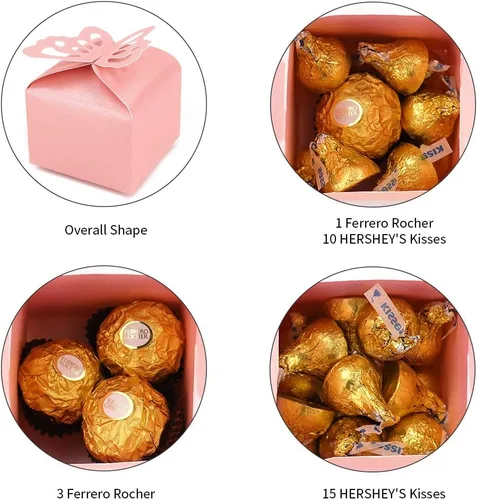 Miniatura 2 de Kslong 50 cajas de regalo de mariposa rosa para niña, baby shower, mariposa, caja de caramelos, decoración de fiesta, boda, cumpleaños, pequeñas