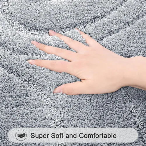 Miniatura 3 de Juego de alfombras de baño HEBE de 5 piezas, tapete de baño de microfibra suave y absorbente para el baño, juego de alfombras de baño antideslizante