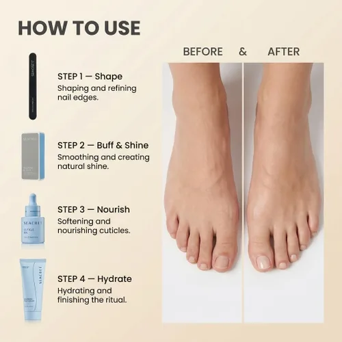 Miniatura 2 de SEACRET Juego de pedicura del Mar Muerto, kit de spa de pies en casa para talones agrietados y pies secos, kit de pedi de 4 piezas con crema