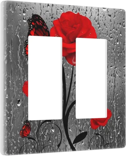 Miniatura 93 de Cubierta de interruptor de luz rosa brillante con purpurina de 1 banda, sin dispositivo, placa de pared en blanco decorativa para adolescentes, Rosa