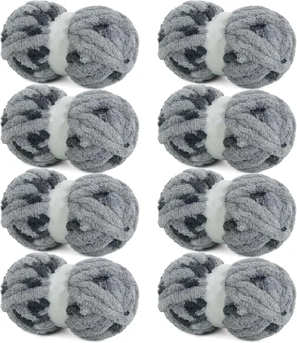 Miniatura 10 de HOMBYS Hilo de Chenille Grueso para Tejer a Mano, Hilo Grueso de Felpa Esponjosa para Tejer con los Brazos, Hilo Gigante Súper Voluminoso, Hilo