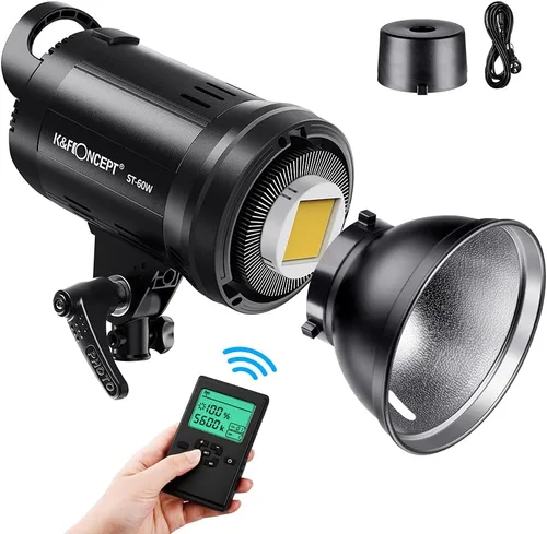 K&F CONCEPT Luz de video LED SL-60W Iluminación continua con montaje Bowens, 5600K CRI95+ Iluminación regulable para fotografía, tiro al aire libre,