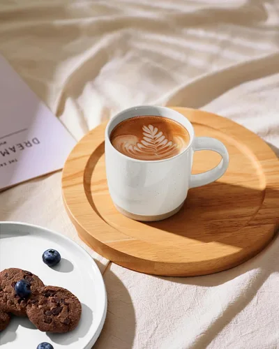 Miniatura 4 de famiware Tazas de café para 4, juego de tazas de 13 onzas, taza para beber con asa para café, té, cacao, leche, suero de la vía lechera, blanco