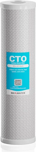 Miniatura 10 de Max Water CTO - Filtro de agua de bloque de carbono con carcasa de coco de 5 micrones, 20 x 4.5 pulgadas, para toda la casa, filtro de cáscara