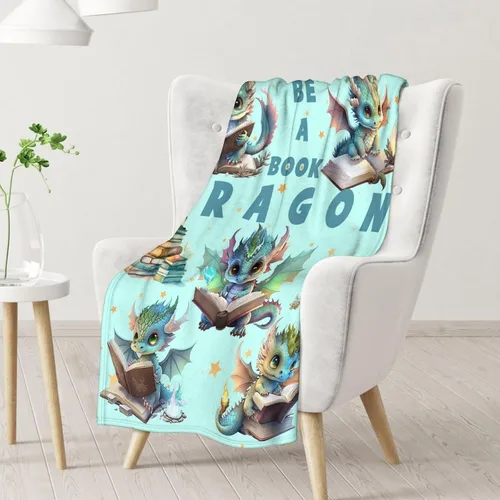 Miniatura 2 de Manta de dragón para niñas y niños, 30 x 40 pulgadas, tamaño regazo, franela suave, regalos para niños, mantas verdes lindas para regazo, oficina
