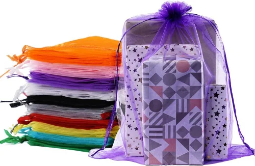 Miniatura 16 de Meowoo 12 bolsas grandes de organza, bolsas de malla grandes de 12 x 16 pulgadas con cordón, bolsas de regalo de malla con cordón para zapatos
