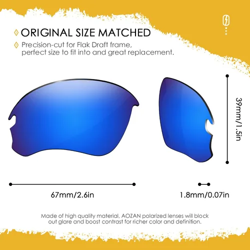 Miniatura 8 de ANSI Z87.1 Replacement Lenses For Oakley Flak Draft OO9364 Sunglass