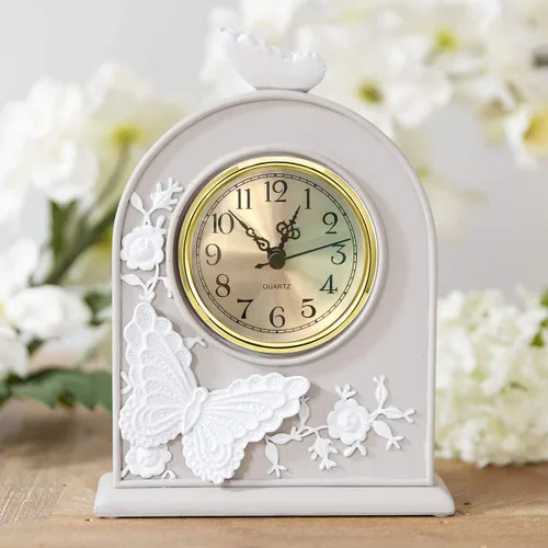 Miniatura 6 de HILLHOME Mini reloj redondo de cuarzo, esfera dorada de 3.5 pulgadas, bisel dorado, números arábigos, se adapta a agujeros de 3.0 pulgadas (3.071 in)