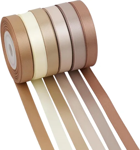 Miniatura 8 de Cinta de terracota de satén de doble cara de 1 pulgada, 6 rollos de cinta naranja quemada de 60 yardas para decoración de otoño, manualidades
