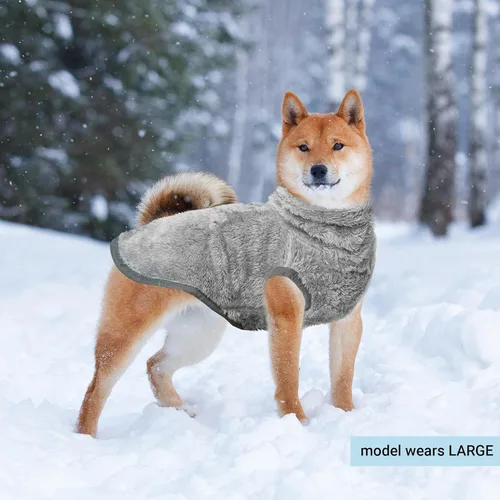 Miniatura 7 de Chaqueta para perros para clima frío, 2 paquetes de ropa de abrigo de invierno cálida de cuello alto para mascotas, abrigo de felpa ajustable