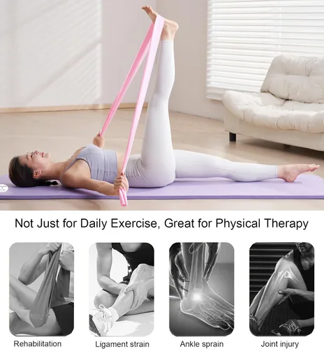 Miniatura 3 de Bandas de resistencia, bandas elásticas sin látex de 6.5 pies de largo, bandas de ejercicio para terapia física, yoga, pilates, rehabilitación