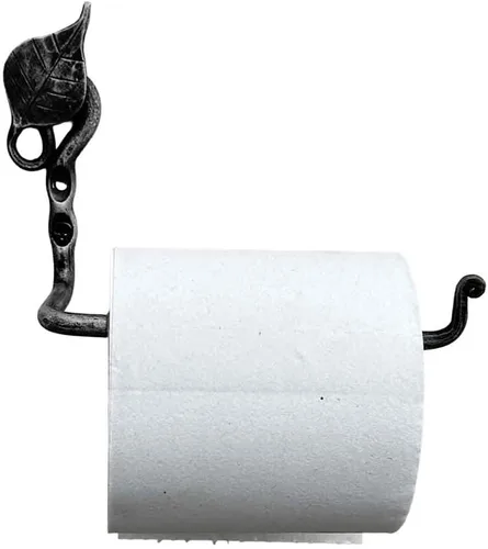 Miniatura 2 de Portarrollos de papel higiénico de hojas de metal forjado a mano de hierro forjado hecho a mano, moderno soporte de papel higiénico montado