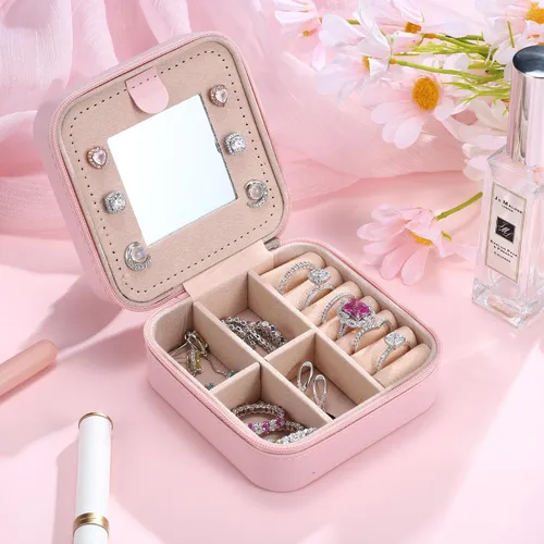 Miniatura 2 de Parima Joyero pequeño para niñas, joyero con iniciales de viaje para niñas, caja organizadora de joyas pequeña, joyero de viaje, organizador
