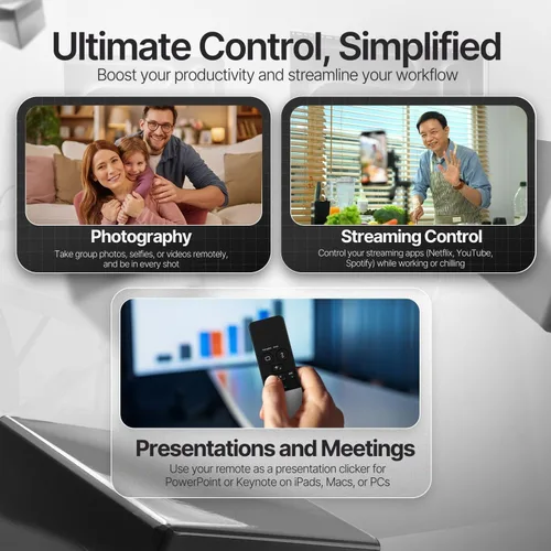 Miniatura 9 de TNP - Control remoto Bluetooth para iPad iPhone - Trackpad Presentador multimedia para iOS Mac Android Tablet PC - Obturador de cámara inalámbrico