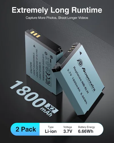 Miniatura 3 de NB-6LH - Paquete de 2 baterías mejoradas compatibles con cámaras Canon Powershot S120 SX510 HS SX280 HS SX500 es SX700 D20 S90 D30 ELPH 500 SX270
