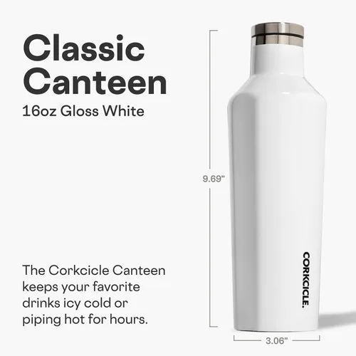 Miniatura 2 de Botella de agua aislada Corkcicle Classic Canteen - Taza reutilizable de acero inoxidable - Triple aislamiento - Mantiene las bebidas frías durante