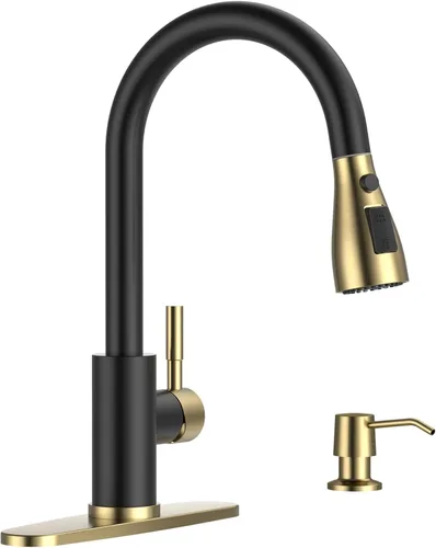 Miniatura 15 de APPASO Grifo de cocina negro con filtro de agua, mangueras certificadas por cUPC, grifos de fregadero de 3 vías con rociador extraíble, 3 modos