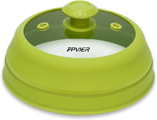 Miniatura 15 de FPVIER Cubierta plegable para salpicaduras de microondas - Tapa ventilada de silicona y vidrio con mango de fácil agarre, se ajusta a platos