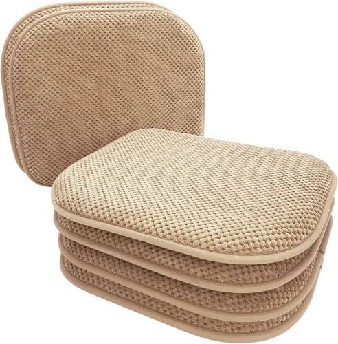 Cojines de asiento de espuma color caqui, almohadillas para sillas de cocina, almohadillas para sillas de comedor, 6 unidades, antideslizantes,