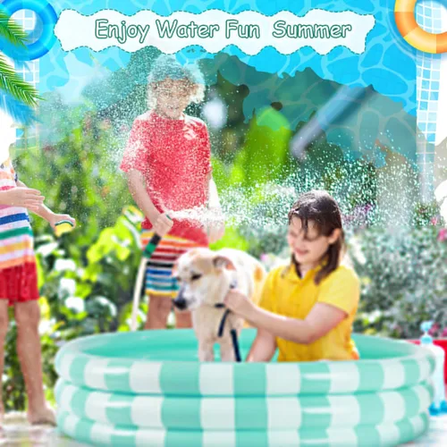 Miniatura 3 de VioraWhite Paquete de 4 piscinas inflables para niños pequeños de 48 x 10 pulgadas, color turquesa, piscina pequeña de 3 anillos redondos