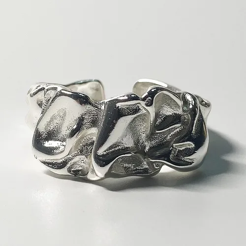 Miniatura 16 de Anillos de banda ancha de plata de ley 925 vintage hechos a mano para mujeres/hombres, anillo ajustable para el pulgar