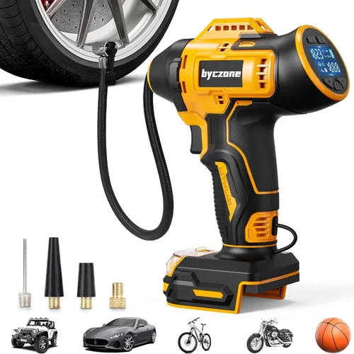Miniatura 9 de Inflador de neumáticos compatible con batería MILWAUKEE de 18 V máximo, compresor de aire inalámbrico de 160 PSI con medidor de presión digital LCD
