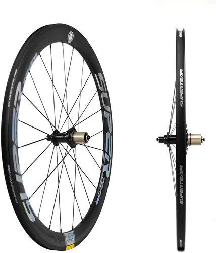 Miniatura 5 de Superteam Ruedas de Bicicleta de Carretera de Fibra de Carbono 700C, Juego de Ruedas Clincher de 50mm, Mate de 23 de Ancho Plateado