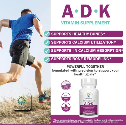 Miniatura 8 de NatureGenX ADK Suplemento vitamínico de 5000 UI – Vitaminas A, D3 y K2 de alta potencia para la salud ósea y absorción de calcio Suplemento