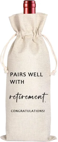 Maydvdv Bolsa de vino de jubilación | Regalo para mujeres y hombres | Regalos de jubilación para colegas, mejores amigos, compañeros de trabajo,